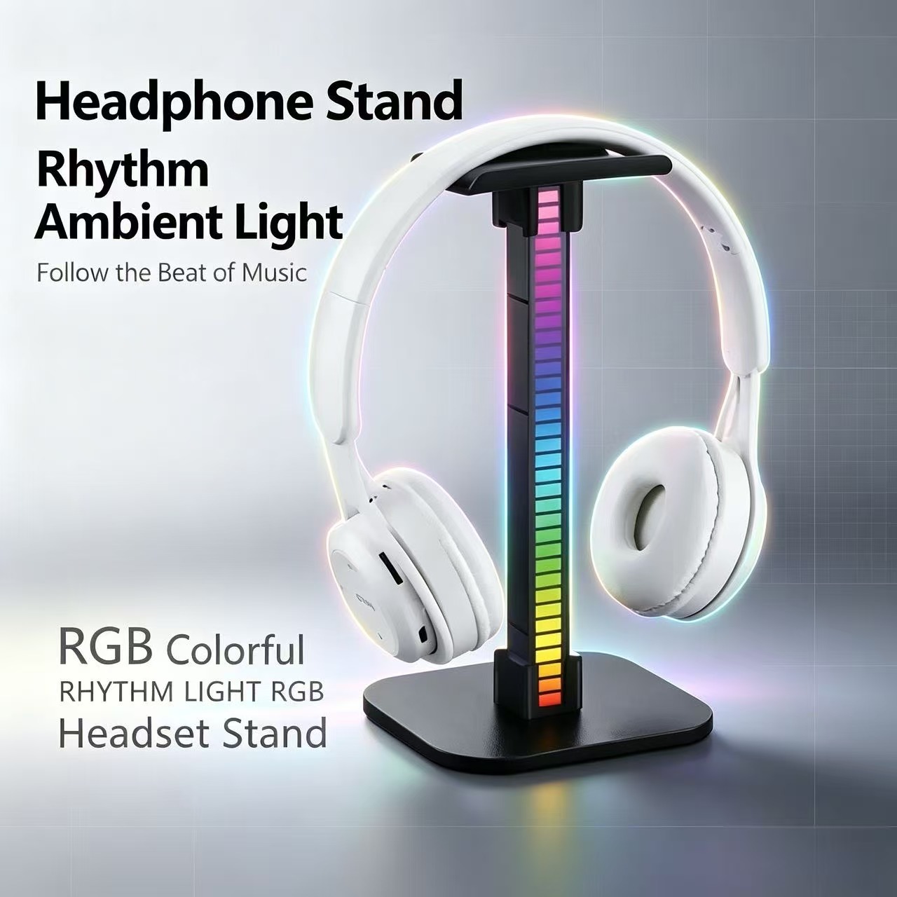 Gaming Set Accessories - USB Gaming Hoofdtelefoonstandaard met RGB-ritmelicht, afneembare
