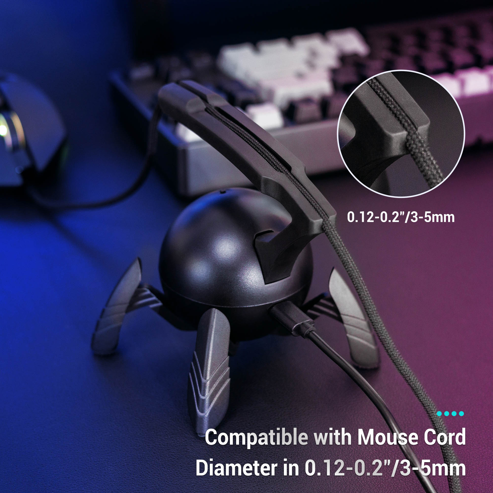 RGB-muissnoerhouder met Type-C - Mouse Bungee Spring recensie en prijs